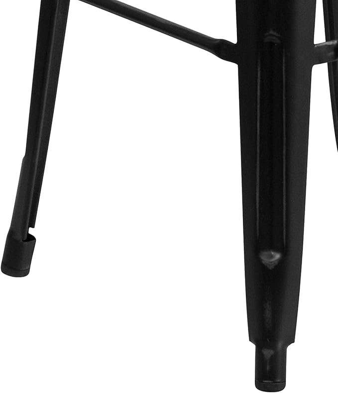 Flash Furniture Kai Commercial Grade 30" High Backless Distressed Black Metal