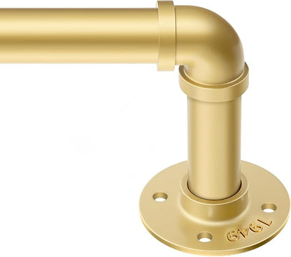 Zeerobee Curtain Rods for Windows 48 to 84, 1 Inch Industrial Wrap Around Gold Curtain Rod, Indoor/Outdoor Room Divider Adjustable Drapery Pole, 48"-86"