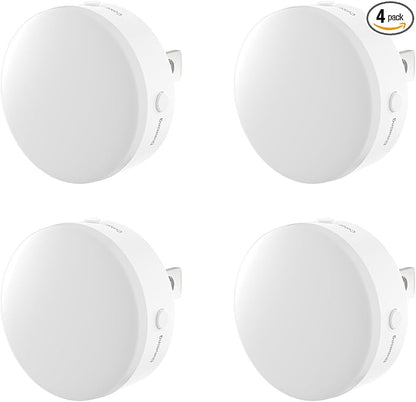Mini Plug in Night Light, Dusk to Dawn Sensor, 4-Color, LED Toilet Night Lights, Dimmable Color Changing, for Kids Breastfeeding, Sleep Aid, Bedroom, Nursery, Hallway, 4Pack
