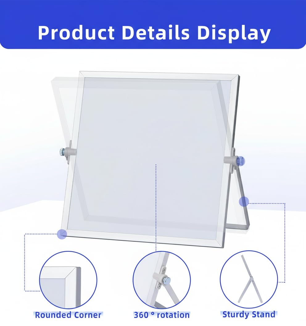 MXG Magnetic White Board Dry Erase, 10x14 Inch Double Sided Small Whiteboard with Stand, Includes 4 Markers, 4 Magnets & Eraser, Portable for Desktop, Wall, Office, & Classroom