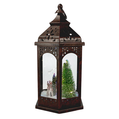 13-Inch Battery-Operated Lighted Lantern with Santa