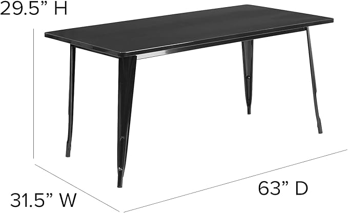 Flash Furniture Charis Commercial Grade 31.5" x 63" Rectangular Black Metal