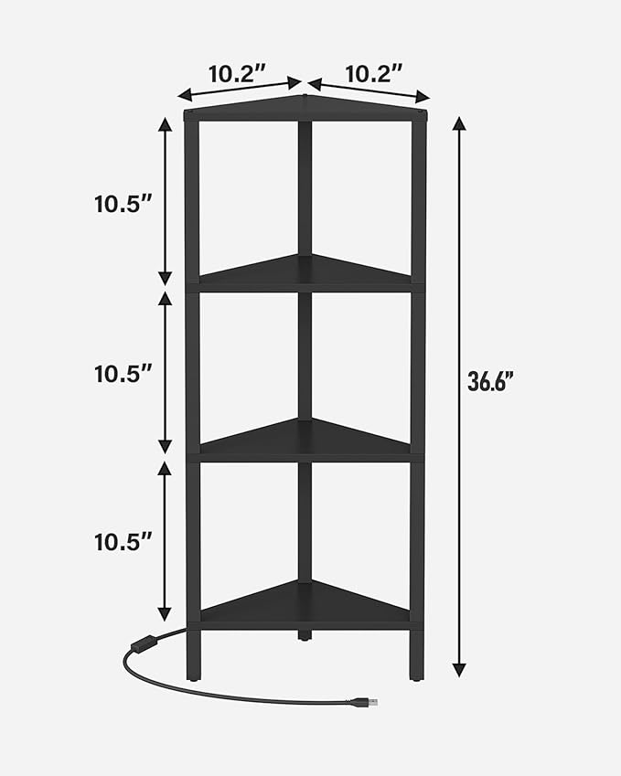 TUTOTAK Corner Shelf, 4-Tier Corner Bookshelf