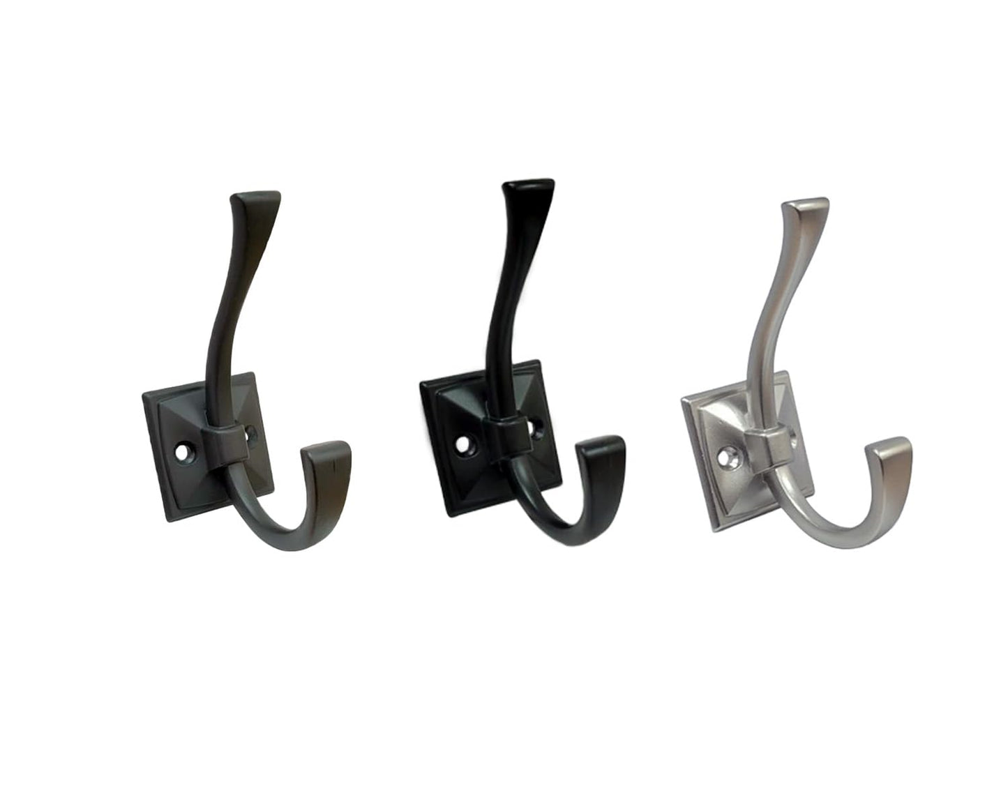 QCAA Coat and Hat Hook, Zinc Die Cast, Matte Black, 2 Pack, Made in Taiwan