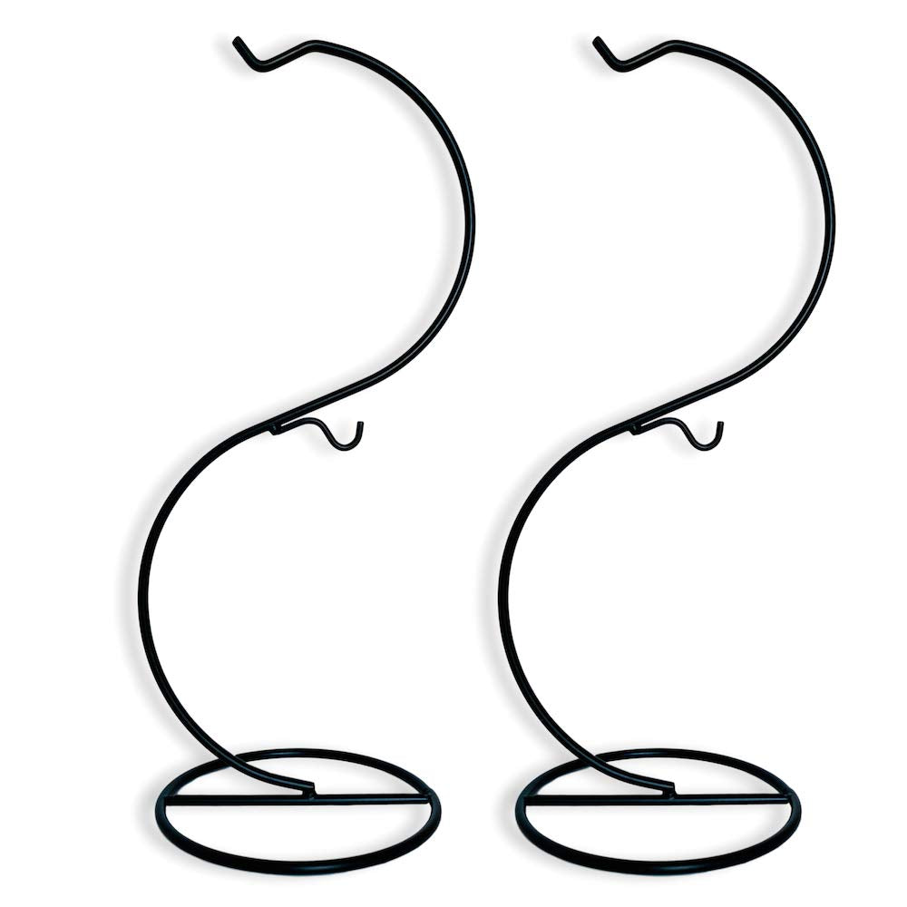 BANBERRY DESIGNS Dual Stands for Ornaments Jewelry and Terrariums - 2 Display Hooks - 2 Pack - Black Metal Holders with Multi-level Hooks - 12" H