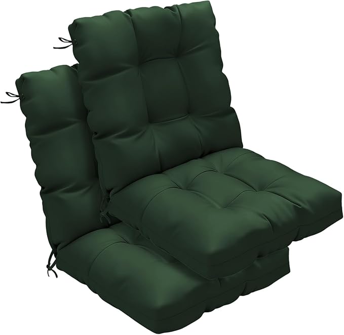 Outdoor Chair Cushions Set of 2, High Back Soft Seat Pad