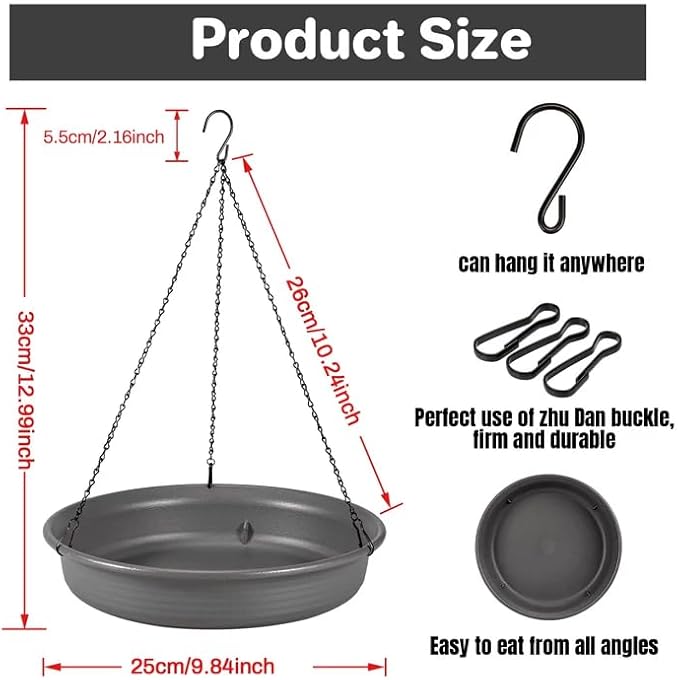 Hanging Bird Bath Hanging Bird-Feeder - CARGEN Garden BirdBath Tray Wildlife Feeder Plate Water Bowl or Water Bowl for Outdoors Garden Patio Decoration