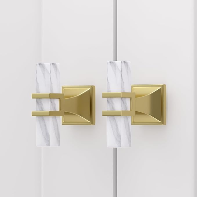 Rergy Cabinet Handles Marble Drawer Pulls and Knobs, T-Bar Hardware