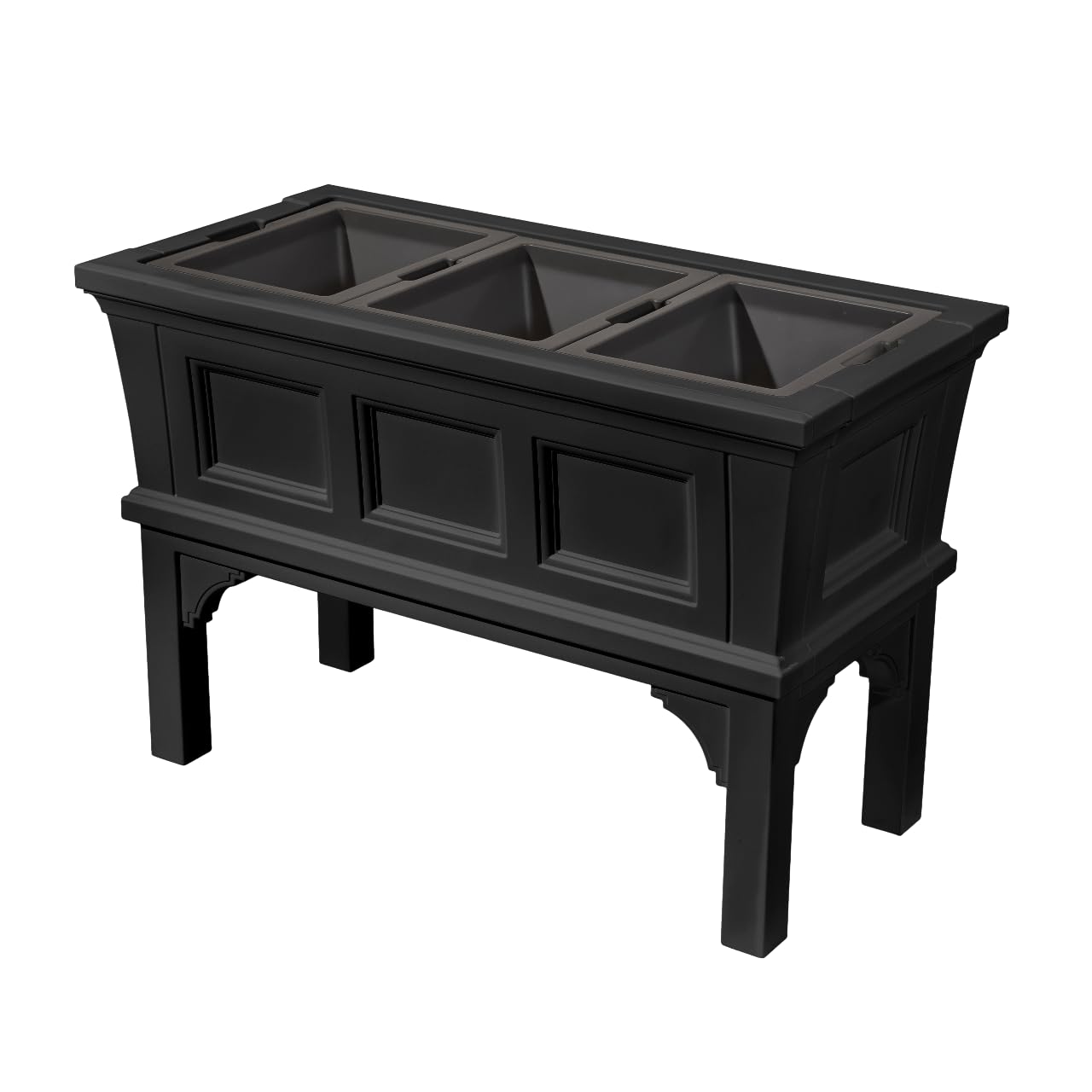 Step2 Atherton Raised Planter Box, Large Planters for Outdoor Plants, Gardening and Flower Pot for Patio or Porch, Easy Drainage, Durable Plastic, Onyx Black