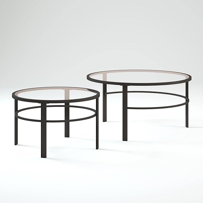 Henn&Hart Round Nested Coffee Table in Blackened Bronze, Coffee Table coffee