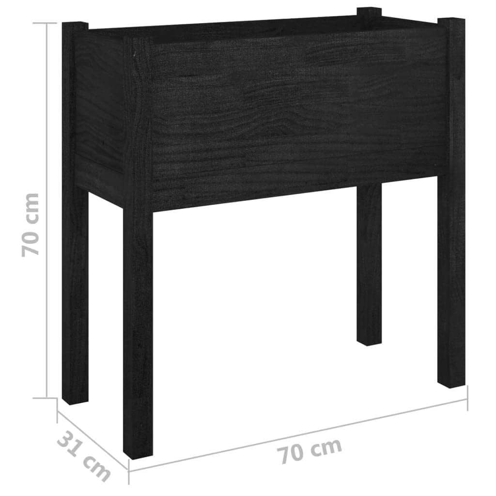 FMPGJLYH Large Outdoor Garden Planter Box, 27.6 Inch Square Wood Flower Pot for Patio, Balcony, Backyard, Matte Black Finish