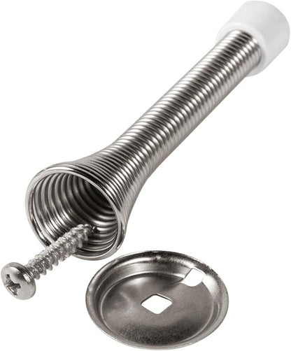 KISEER 24 Pack Spring Door Stops 3 1/4 Inch Flexible Heavy Duty Spring Door Stopper with RustProof Screw Rubber Bumper Tips (Satin Nickel)