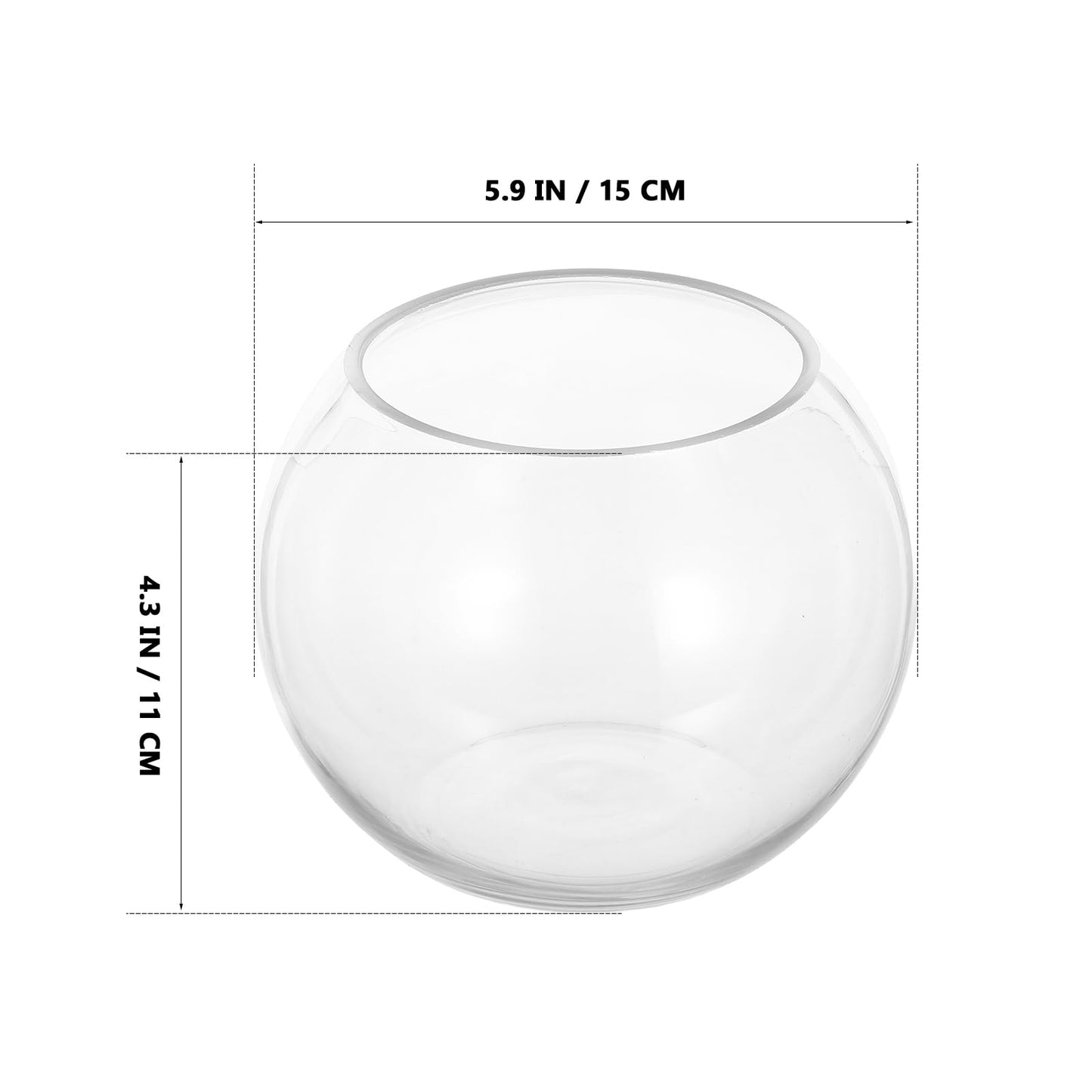 GANAZONO Glass Fish Bowl Vase 15cm Round Glass Hydroponic Flower Pot Terrarium Air Plant Holder for Home Office Succulent Planter