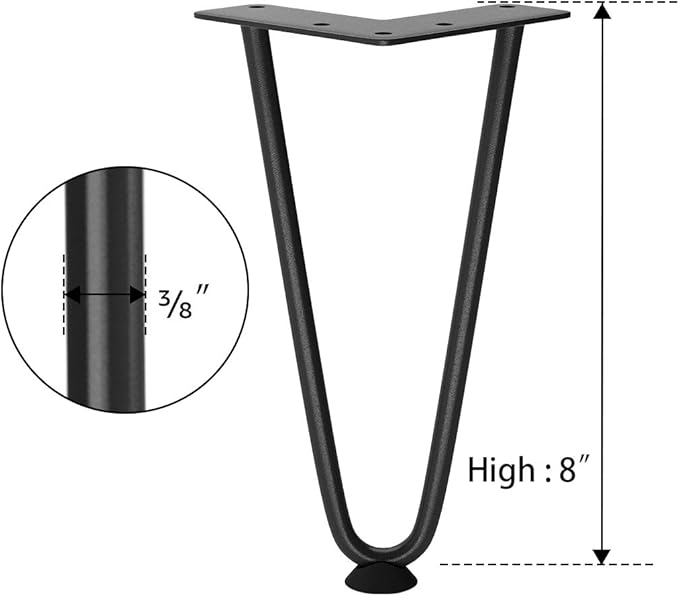 SMARTSTANDARD 8 Inch Heavy Duty Hairpin Furniture Legs, Metal Home DIY Projects