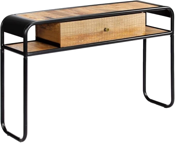 Console Table with 1 Drawer and 2 Compartments, 46.5"x11.8"x29.5" Solid Mango