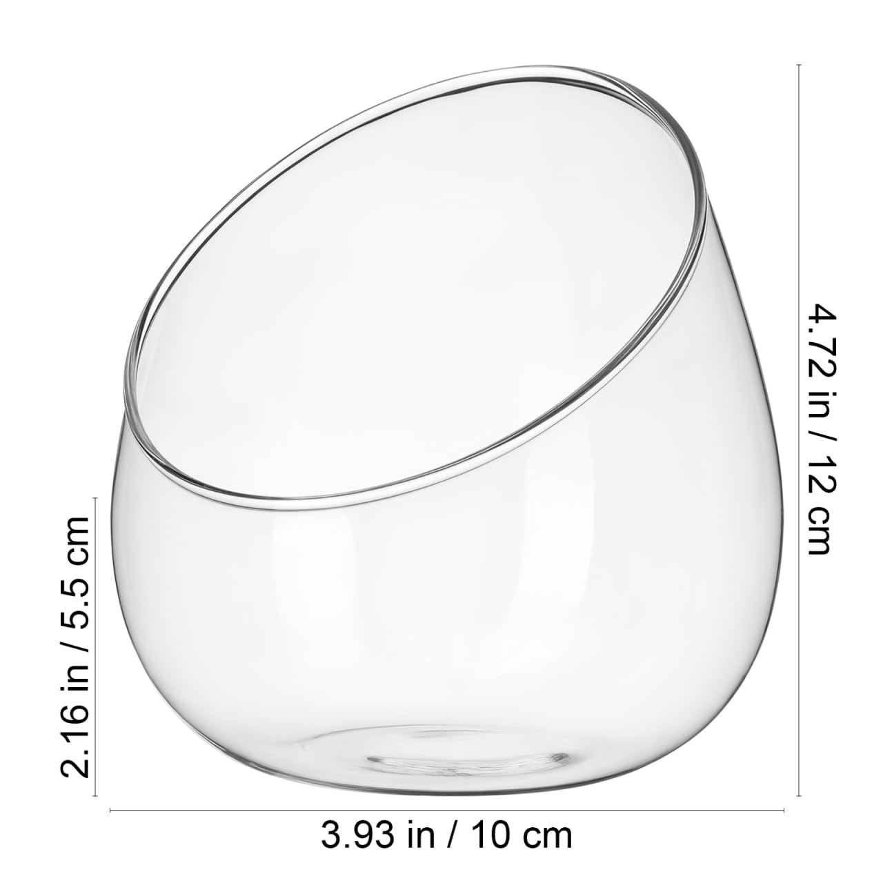 DOITOOL Clear Slant Cut Bowl Glass Vase, Glass Terrarium Candy Dish Fish Bowl Vase Fruit Jar Air Plant Holder for Succulents, Cacti, Moss, Terrariums, Flower Centerpiece, Height: 4.7", Base: 4"