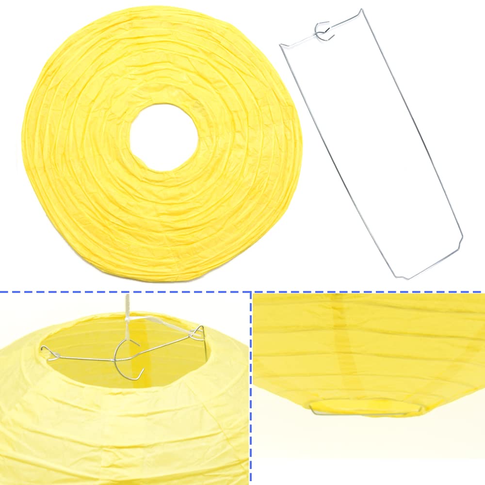 Hocansen 9Pcs Yellow Round Hanging Paper Lanterns 8/10/12in Chinese Lanterns for Birthday Wedding Home Party Wedding Home Decor Decoration(DLZ/Yellow)