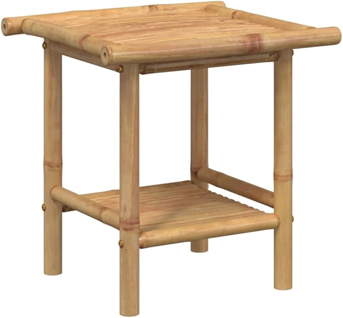 Bamboo Fiber Coffee Table with Storage Shelf, Eco-Friendly Modern Square Design