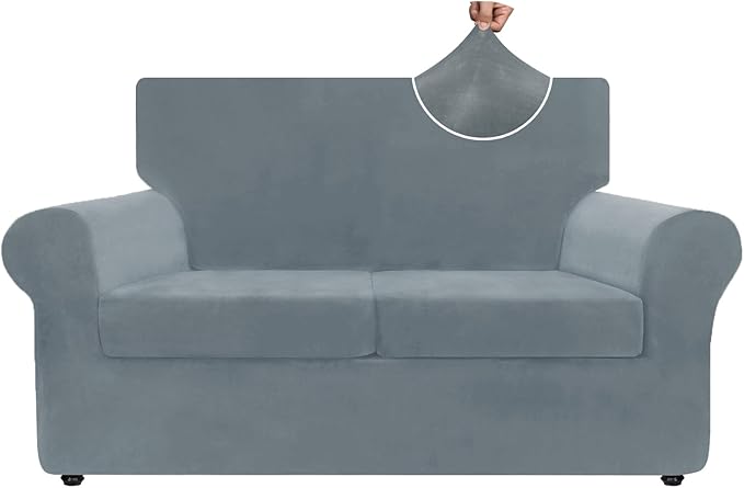 ZNSAYOTX Luxury Velvet Sofa Cover 3 Piece Stretch Loveseat Covers