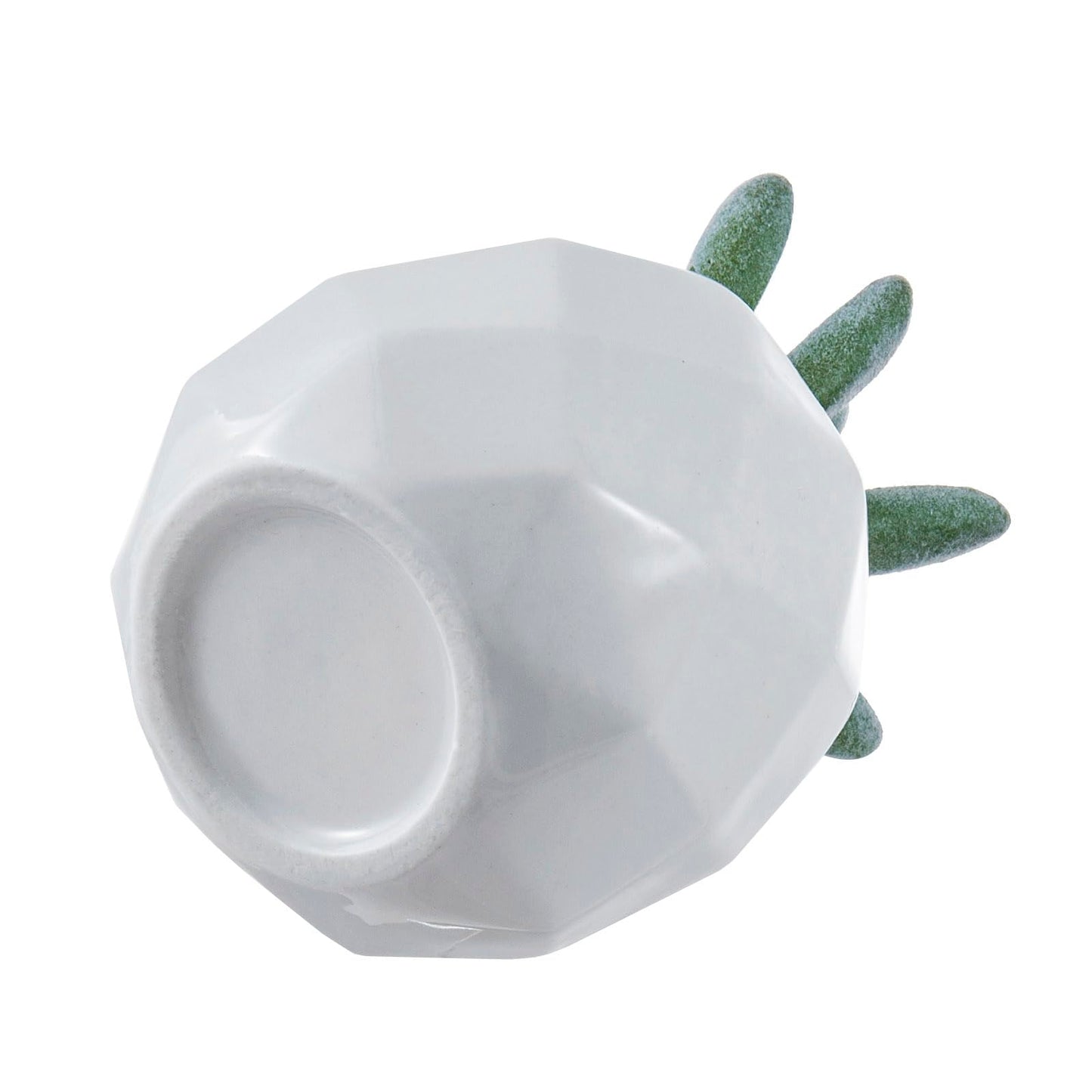 MyGift Miniature Artificial Succulents, Indoor Fake House Plants in Round White Geometric Ceramic Pots, Set of 4