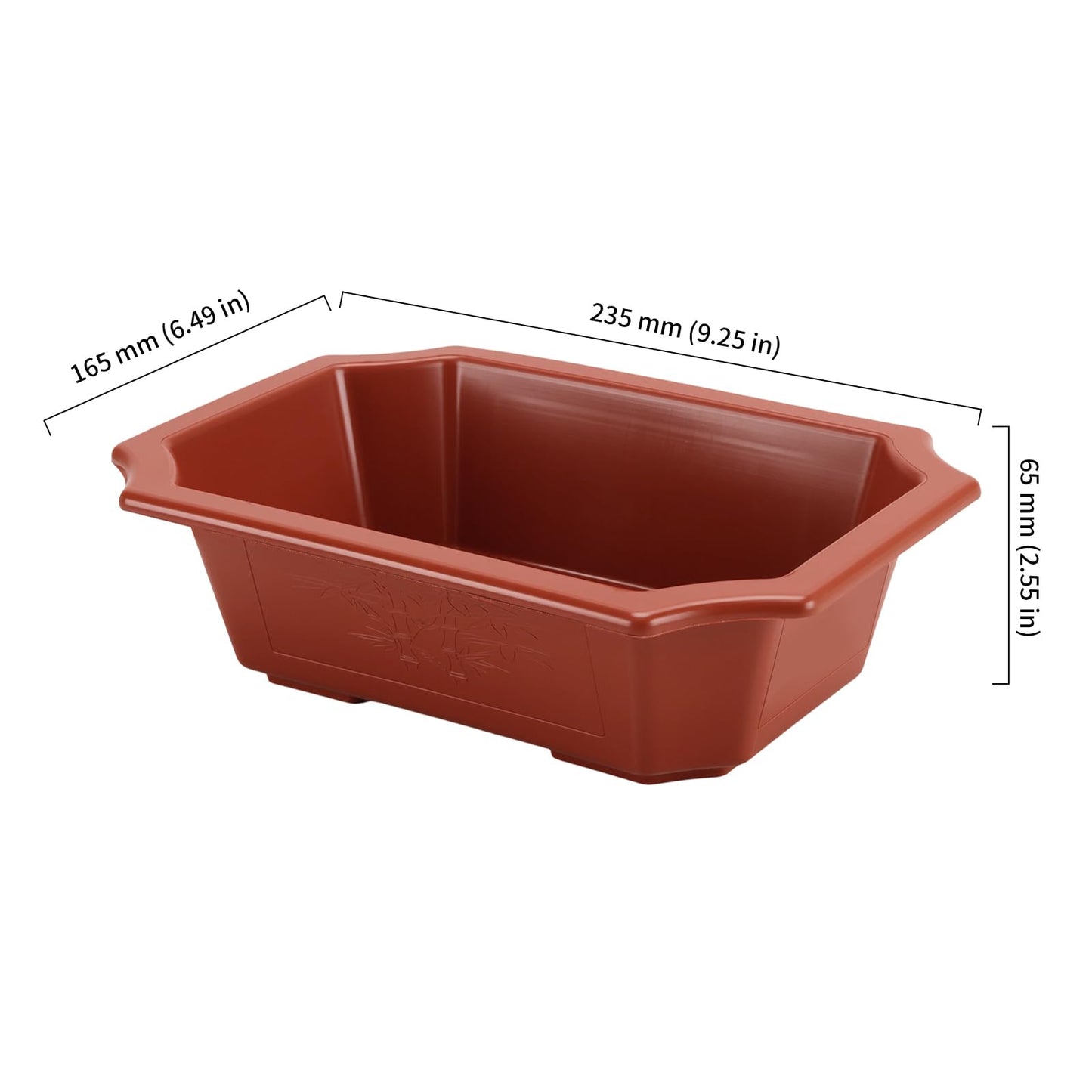 HOIGON 30 PCS 9 x 6.5 Inch Plastic Rectangular Bonsai Training Pots, Red Plastic Planter Pot with Drainage Hole, Shallow Plant Nursery Pot for Succulent
