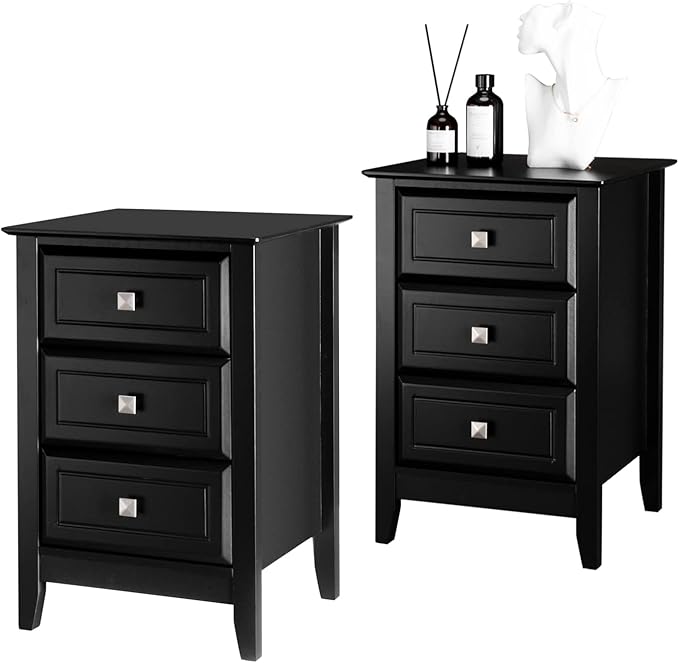 Bonnlo Upgraded 3 Drawers Night Stands