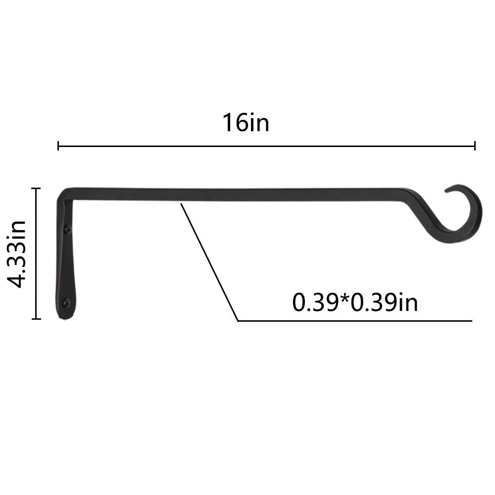 YELOKIE 16inch 2 Pack Plant Hanger, Sturdy Hanging Plant Hangers Outdoor, Bird Feeder Hanger for Bird, Plant Hangers for Planters, Lanterns, Wind Chimes Indoor Outdoor, Upgrade Black