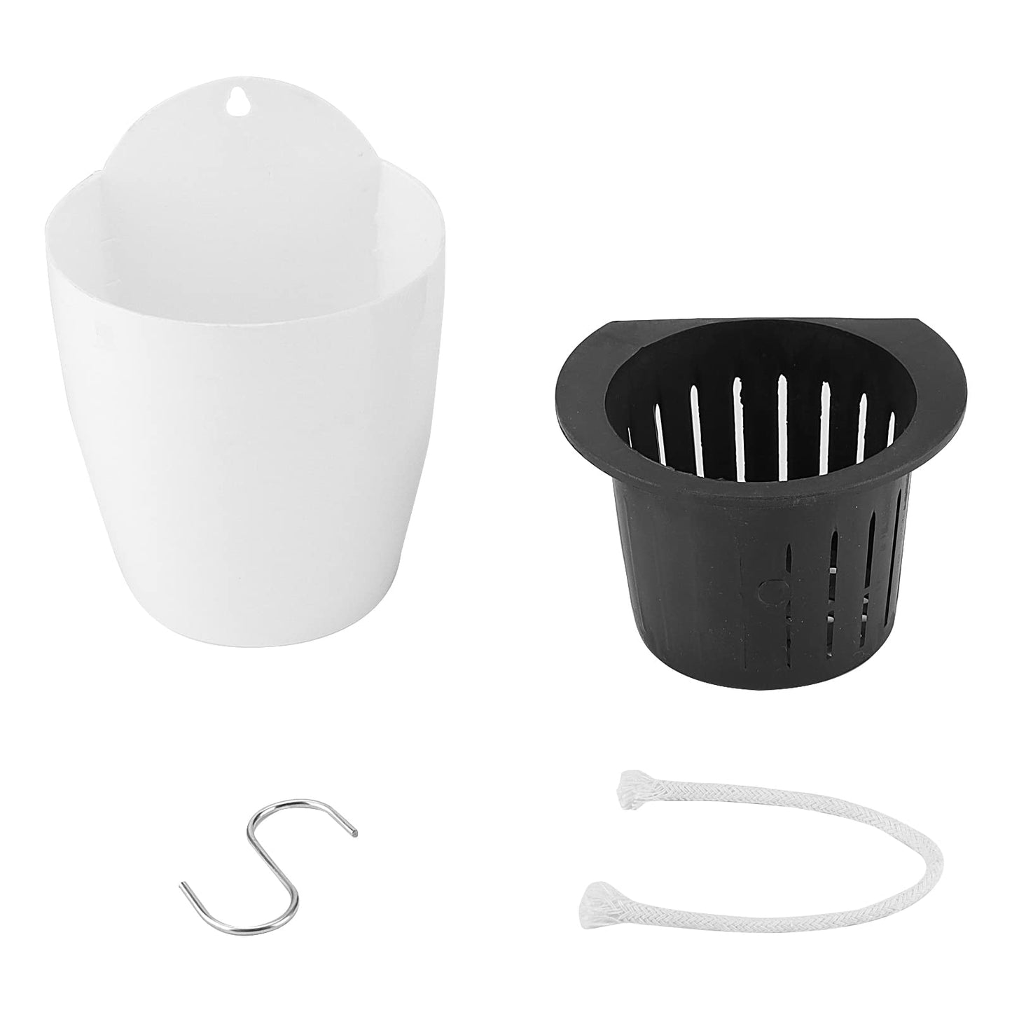 LEXININ 10 Pack 5 Inch Self Watering Hanging Planters, White Plastic Wall Mounted Plant Pots, Vertical Flower Pot for Plants