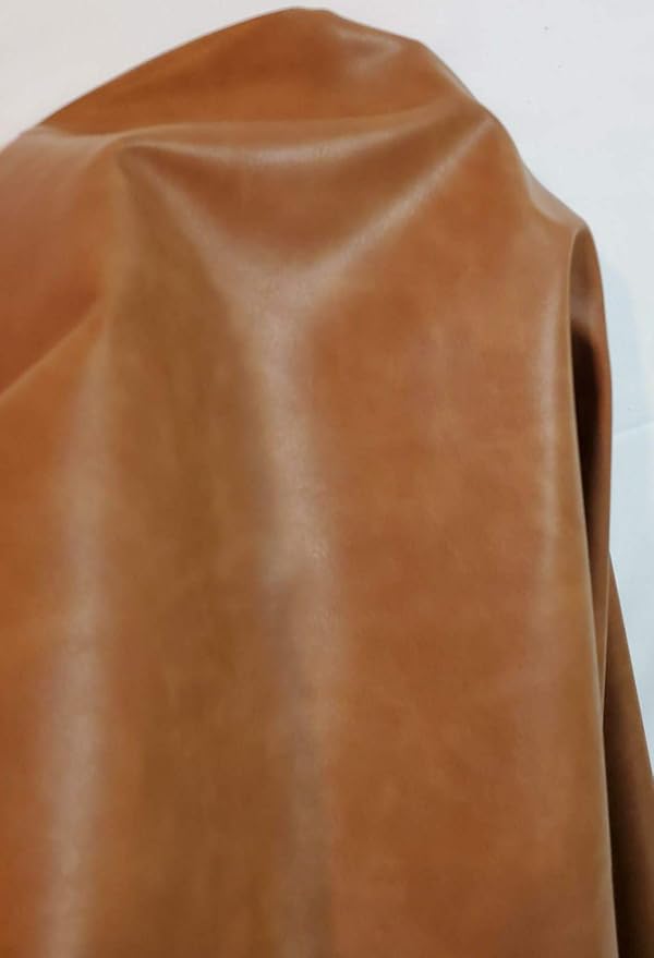 NAT Leathers | Tan Cognac Soft Faux Vegan Leather PU | 4 Yards Cut by the Yard