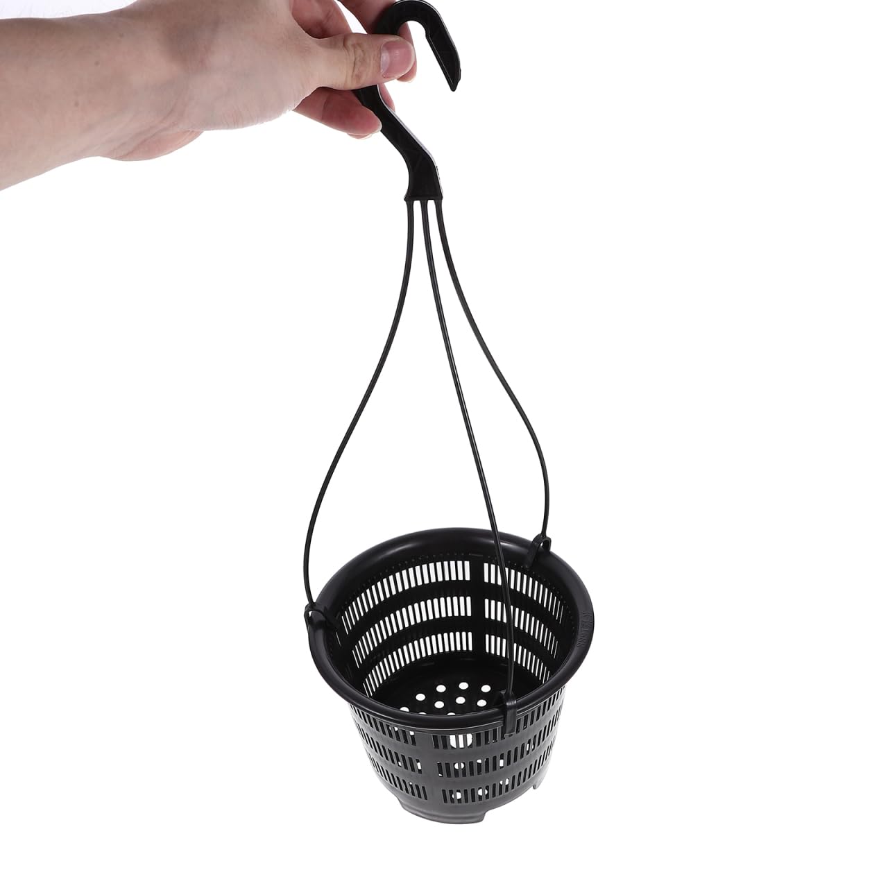 DOITOOL 5 Sets Hanging Flower Pots Plastic Planters with Hooks for Indoor Outdoor Balcony Garden Decor 6.29X6.29X17.71 Inch Black Hanging Planters for Orchid and Succulent Plants
