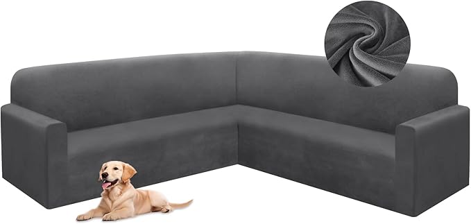 HDCAXKJ Corner Sectional Couch Covers Velvet Stretch L Shape Sofa Cover Soft