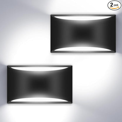 Modern LED Wall Sconces Set of Two,Cool White 6000K Hardwired Black Wall Lights Up and Down Wall Mount Light(with G9 Bulbs)