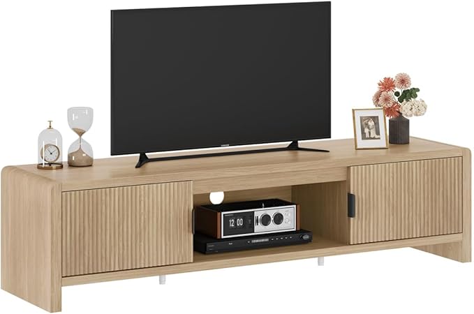 FATORRI TV Stand for TVs up to 75/65/55 Inch, Wood Entertainment Center