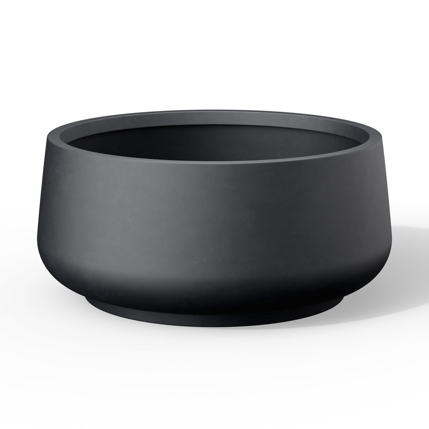 Kante 16.1" Dia Round Curvy Concrete Planter, Large Plant Pots with Drainage Hole and Rubber Plug for Indoor Outdoor Plants, Flower Pot for Home Garden Patio Porch, Black