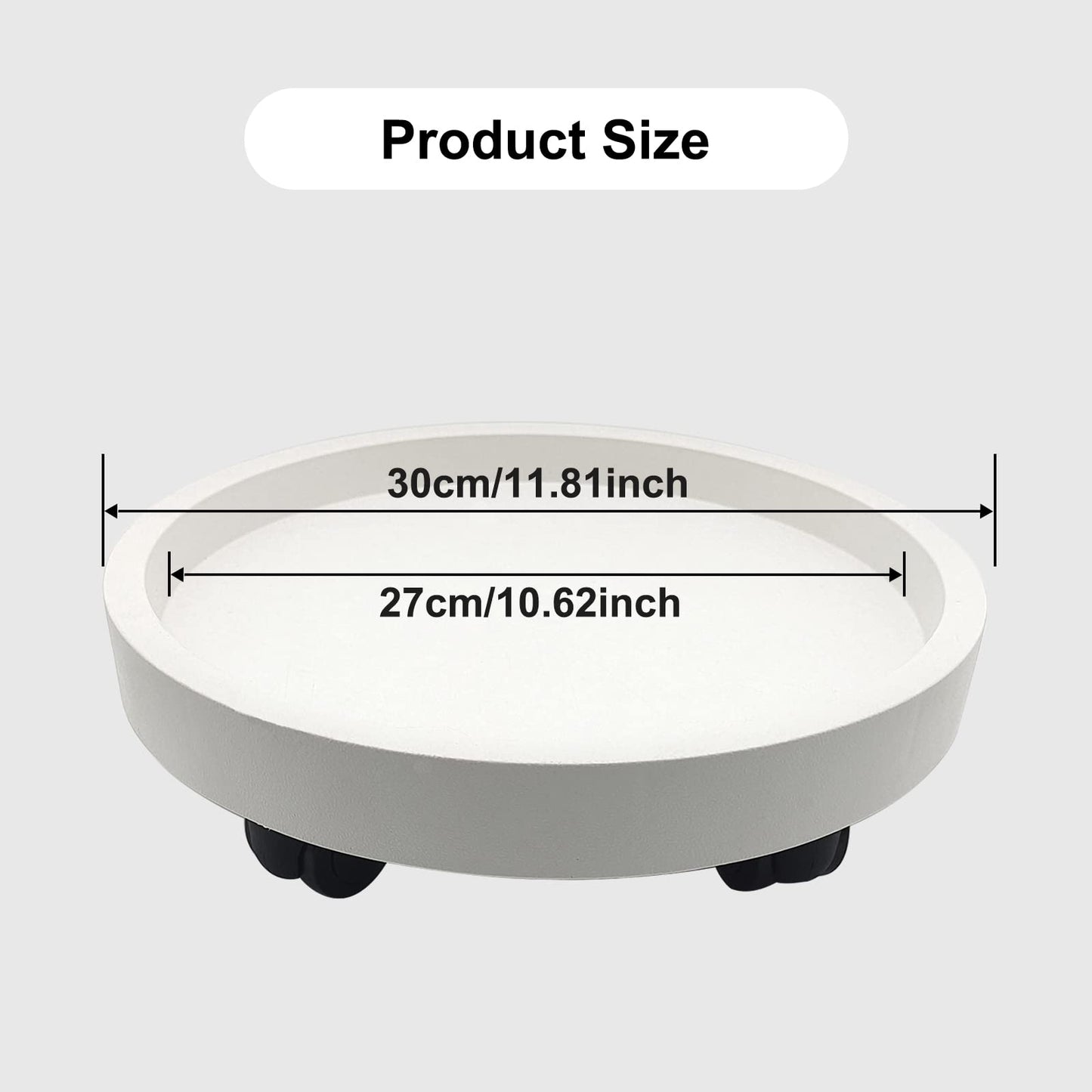 itechpanda Outdoor Roll Around Plant Caddy with Wheeled Planter Pallet, Heavy Duty Plant Tray Round Planter Trolly for Moving Large Potted Trees,Ceramic Heavy Plants (Small)