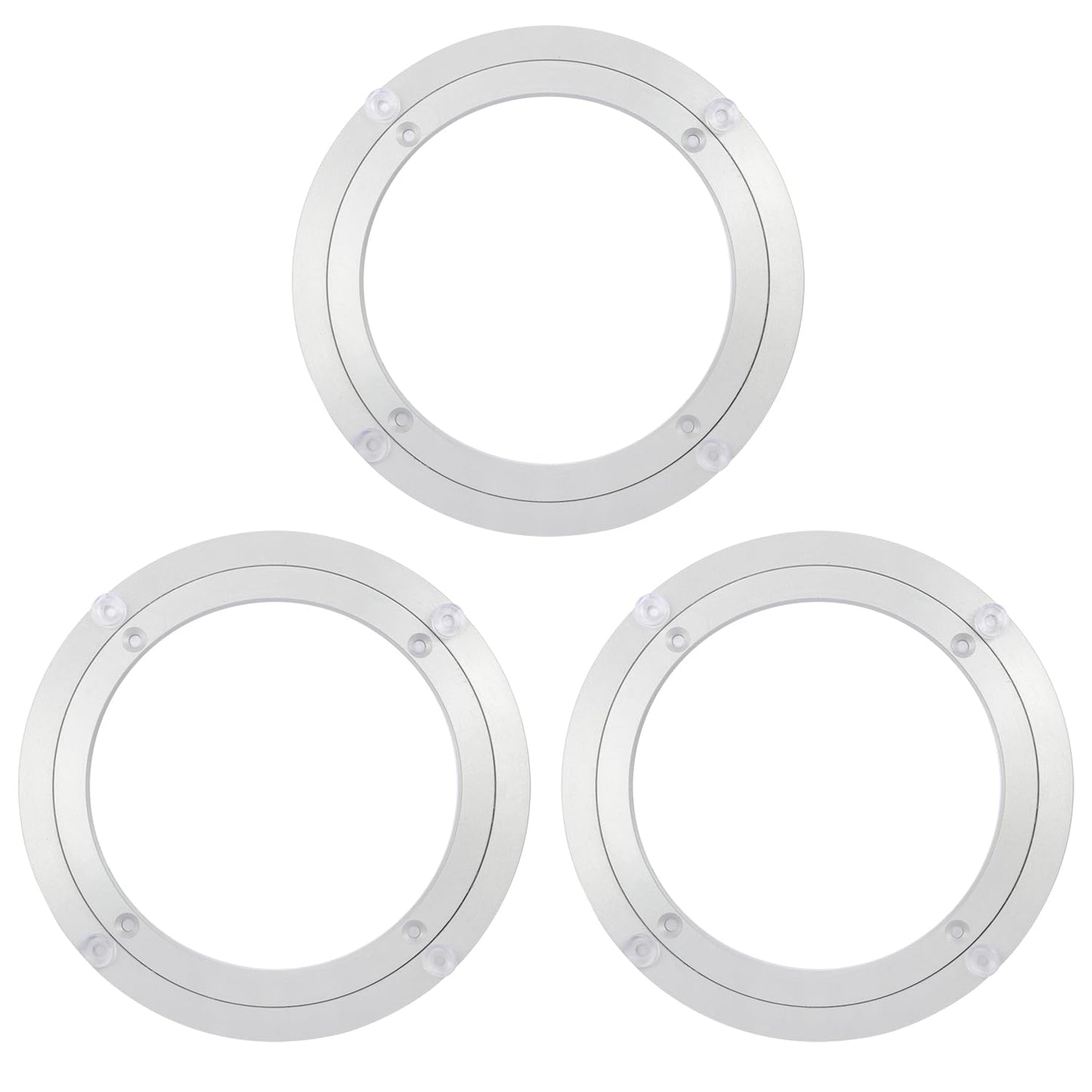 Yiksonyo 3 Pack 8 Inch Aluminium Alloy Turntable Bearing, Heavy Duty Swivel Turntable Lazy Susan for Round Dining Table, 8" Smooth Swivel Turntables for Lazy Susan Dining Table?Silver