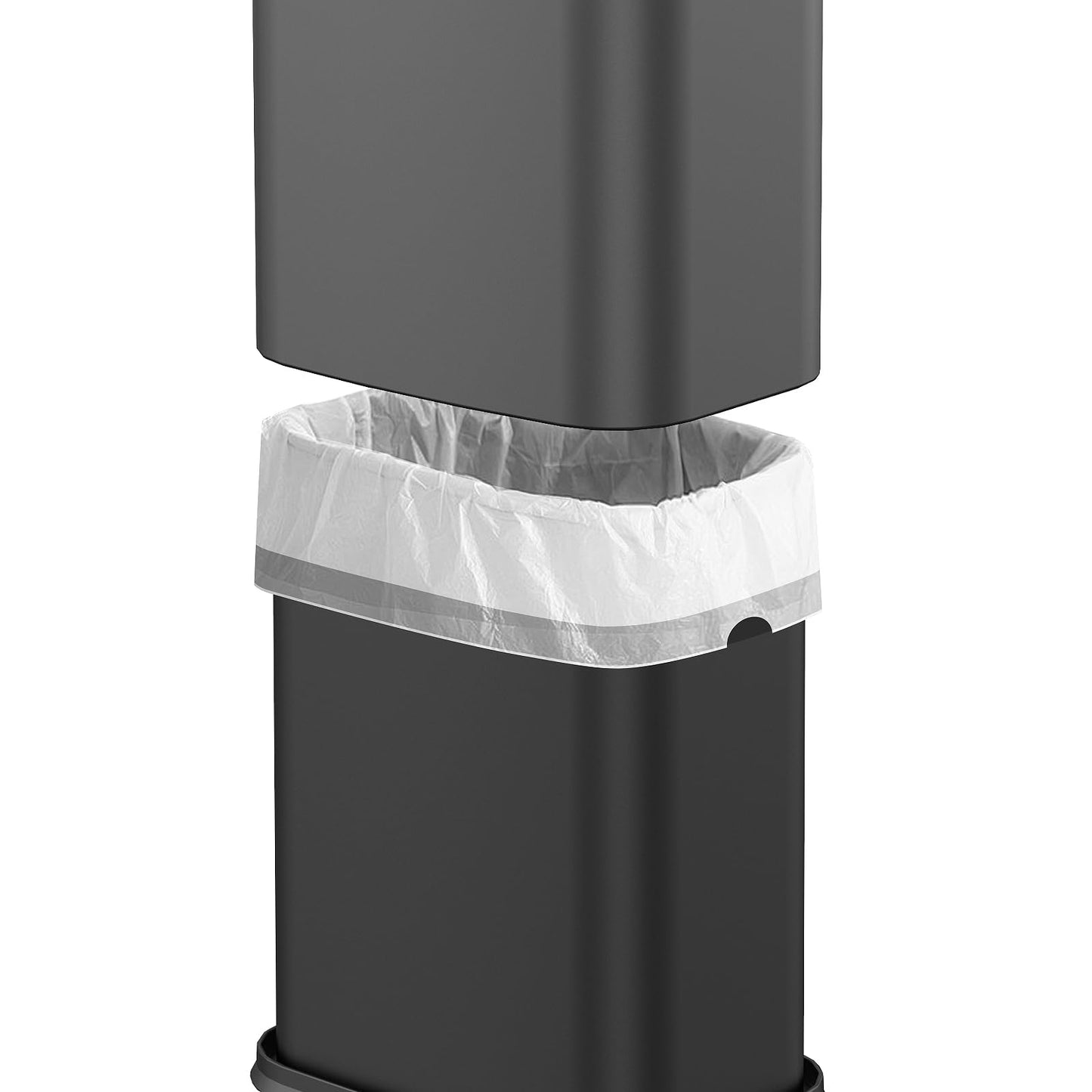 KHMMGK 2.6 Gal Black Bathroom Trash Can,Metal Waste Baskets with Removable Inner Bucket,Small Office Garbage Can
