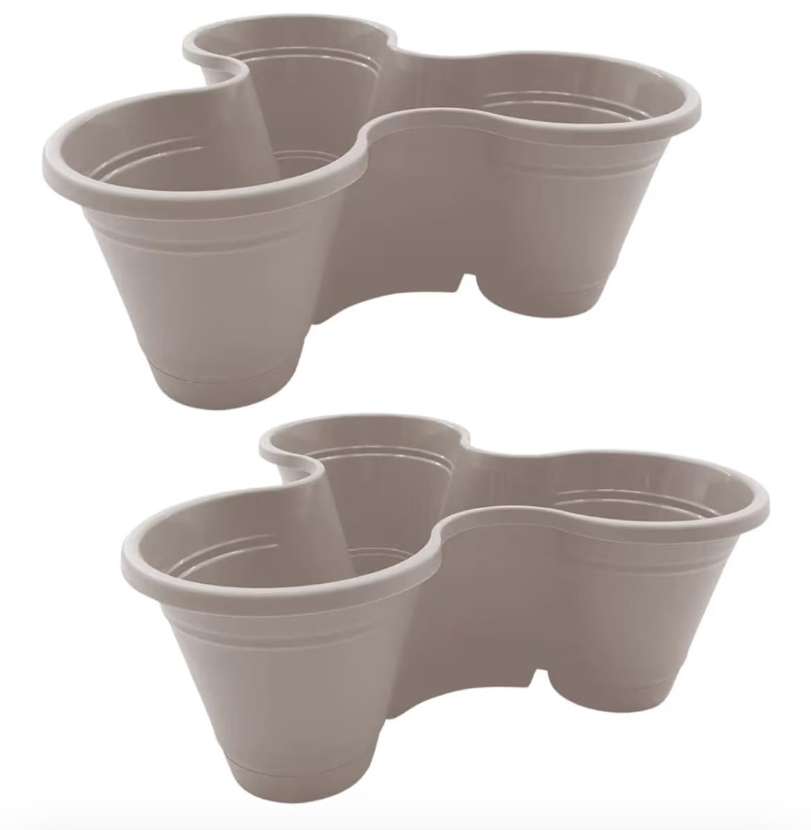 (2) Pack Small Sized 3 Section Vertical Stackable Planter - Space Saving Garden Tower for Herbs, Flowers & Vegetables - Taupe Stackable Planter Pots for Indoor Outdoor