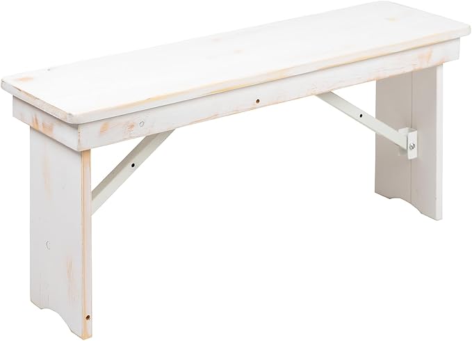 Flash Furniture HERCULES Series 40" x 12" Antique Rustic White Solid Pine