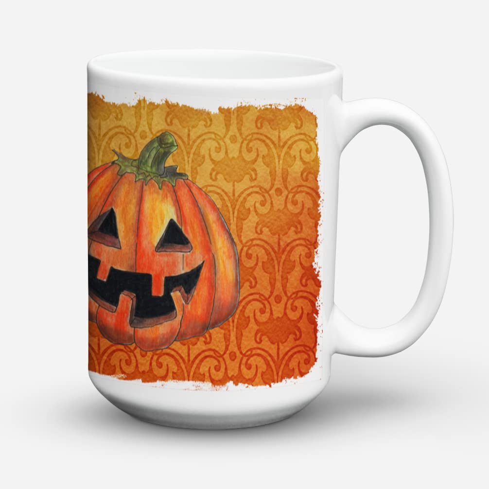 Caroline's Treasures SB3020CM15 October Pumpkin Halloween Dishwasher Safe Microwavable Ceramic Coffee Mug 15 ounce, 15 ounce, multicolor