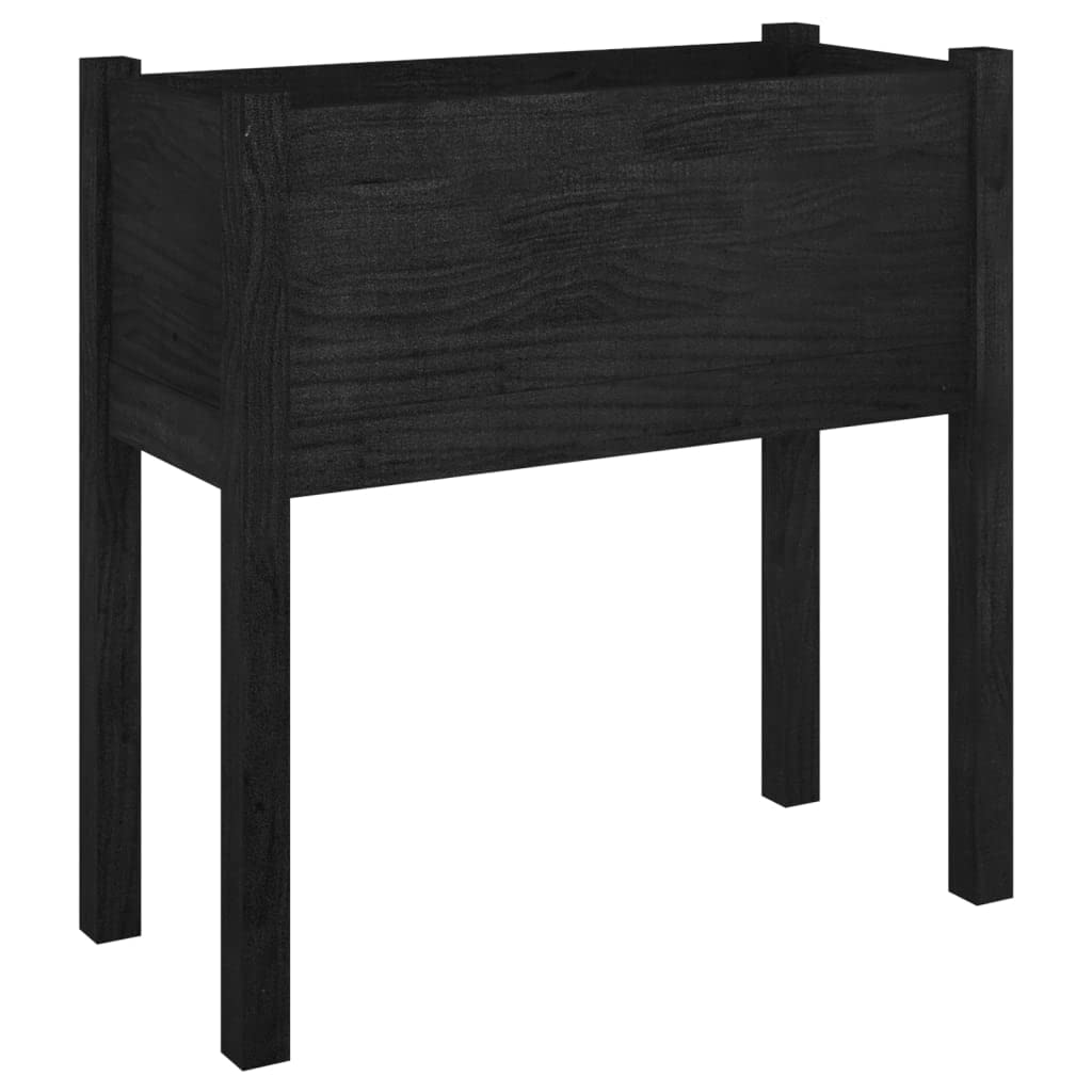 FMPGJLYH Large Outdoor Garden Planter Box, 27.6 Inch Square Wood Flower Pot for Patio, Balcony, Backyard, Matte Black Finish