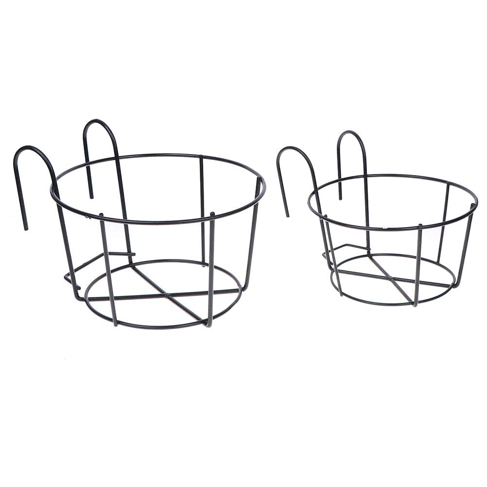 4 Pack Hanging Planters for Railings Rail Planter Hanging Baskets Flower Pot Holders Iron Plant Racks Metal Fence Planter Potted Stand Mounted Balcony Plant Baskets Container,Garden Steel Pots