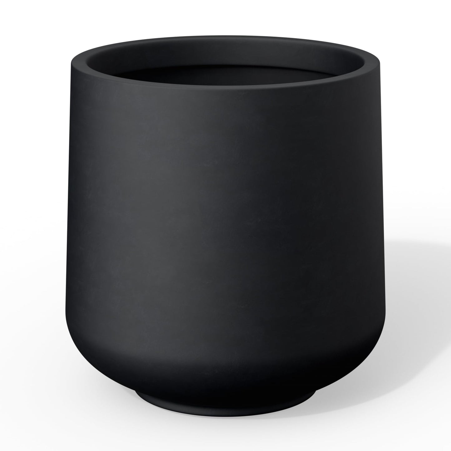Kante 15.3" Dia Round Concrete Planter, Outdoor Indoor Large Plant Pots Containers with Drainage Hole and Rubber Plug for Home Garden Patio, Black