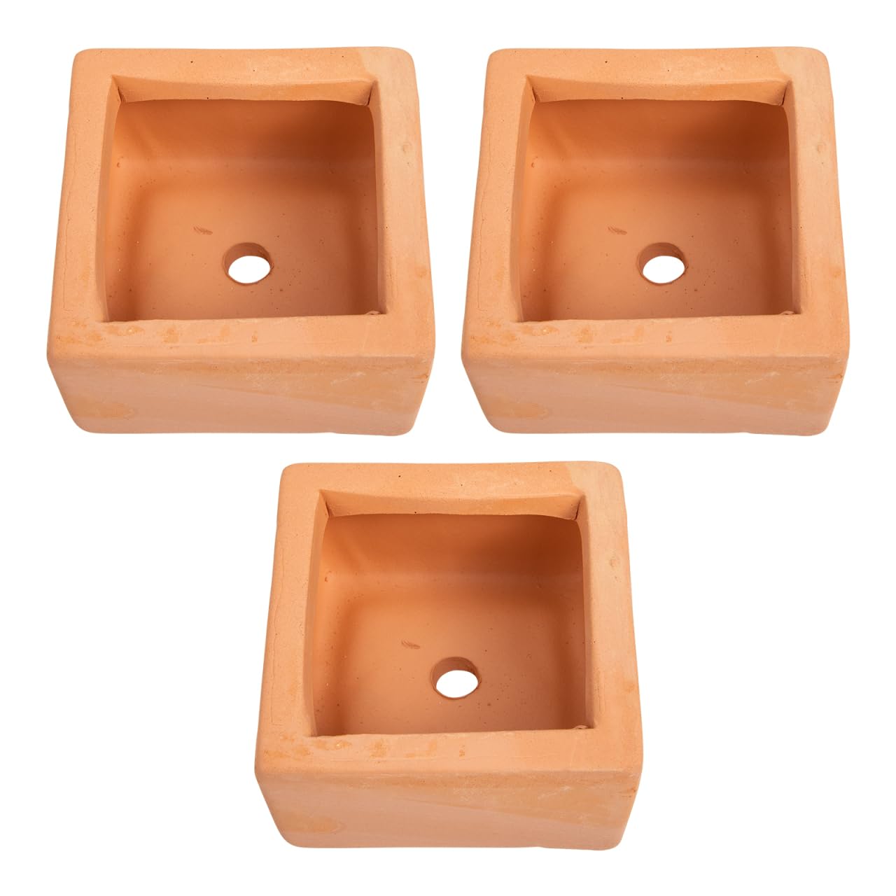 BESTOYARD 3 Pcs Small Square Terracotta Planters with Drainage Holes 3.54X1.96 Inch Clay Flower Pots for Indoor Outdoor Gardening and Succulent Plants