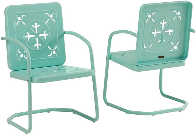 Crosley Furniture Azalea 2-Piece Outdoor Chair Set, Vintage Retro Metal Patio