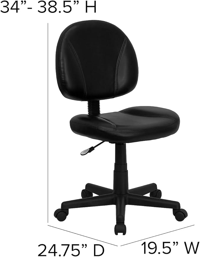 Flash Furniture Ronald Mid-Back Black LeatherSoft Swivel Ergonomic Task Office