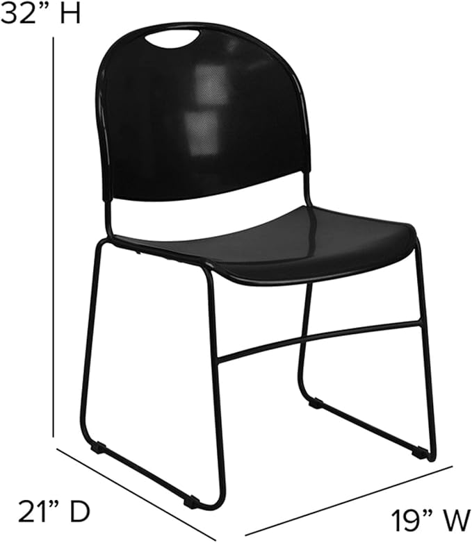Flash Furniture HERCULES Series 880 lb. Capacity Black Ultra-Compact Stack Chair