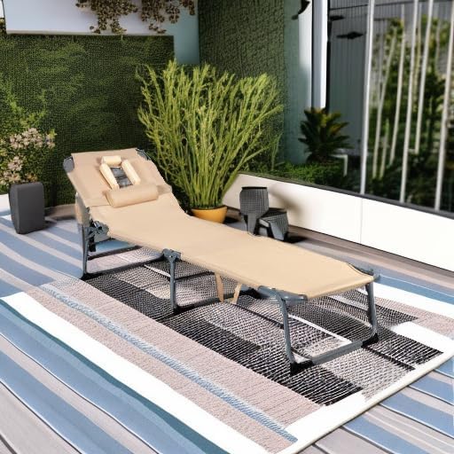 Goplus Tanning Chair, Folding Adjustable Patio Lounge Chair