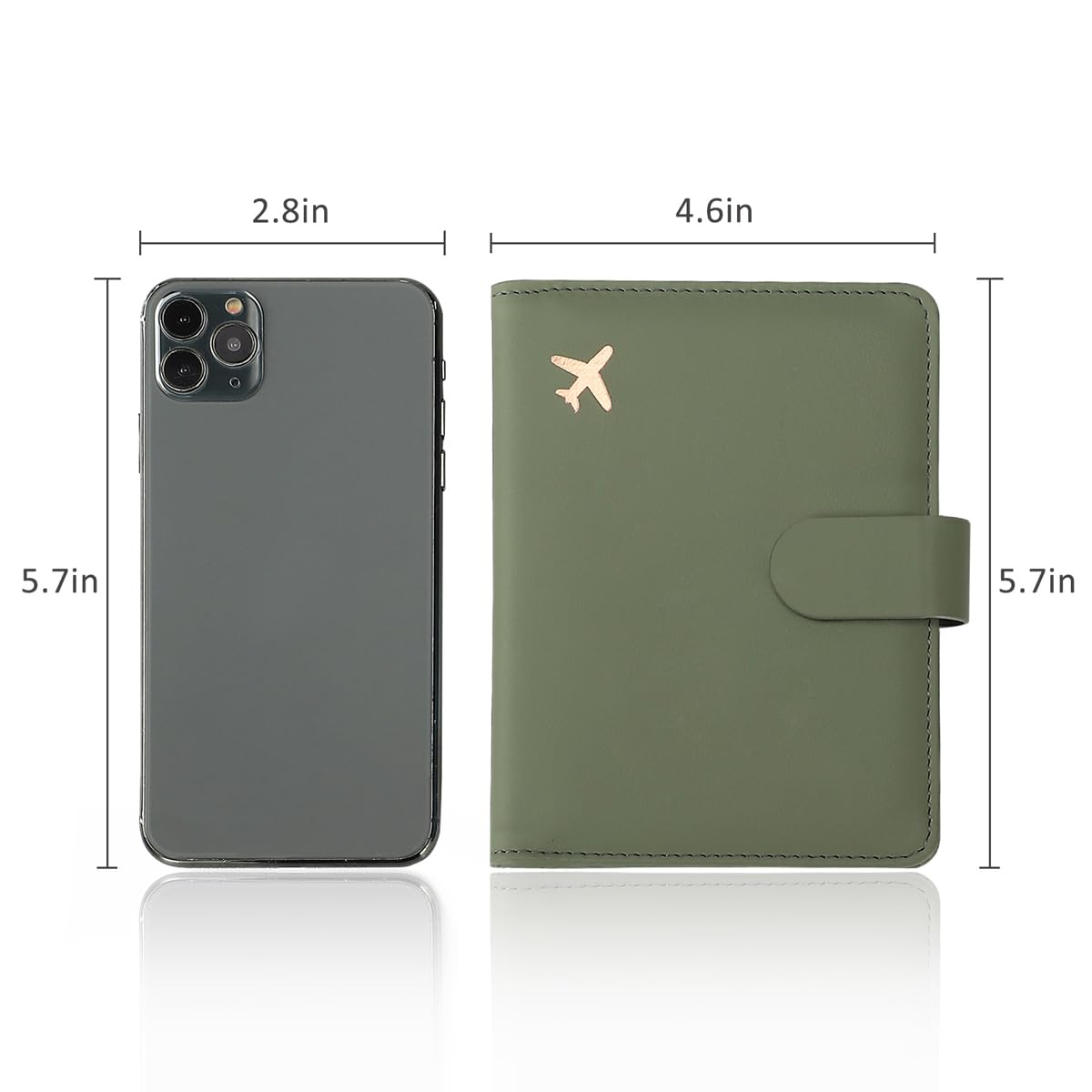 Melsbrinna Premium Leather Passport Holder Covers Case, Waterproof Rfid Blocking Travel Wallet Passport Holder with Pen Holder, Cute Passport Book for Women/Men (Moss green)