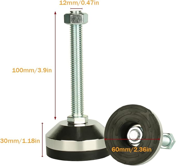 Heavy Duty Leveling Screw Leg, Leg Leveler 2.36" Dia Base, Adjustable Leveling